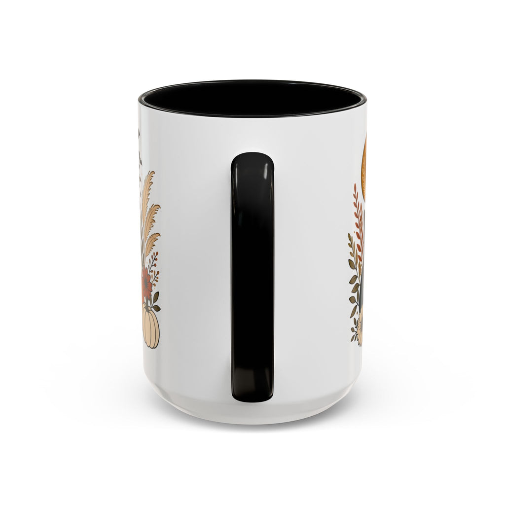 Halloween Ghost & Black Cat Accent Coffee Mug — Spooky Pumpkin Fall Coffee Cup (11/15oz)