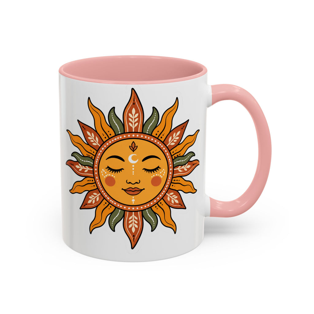 Sunface Accent Coffee Mug — Boho Sun Goddess Ceramic Mug (11/15oz)
