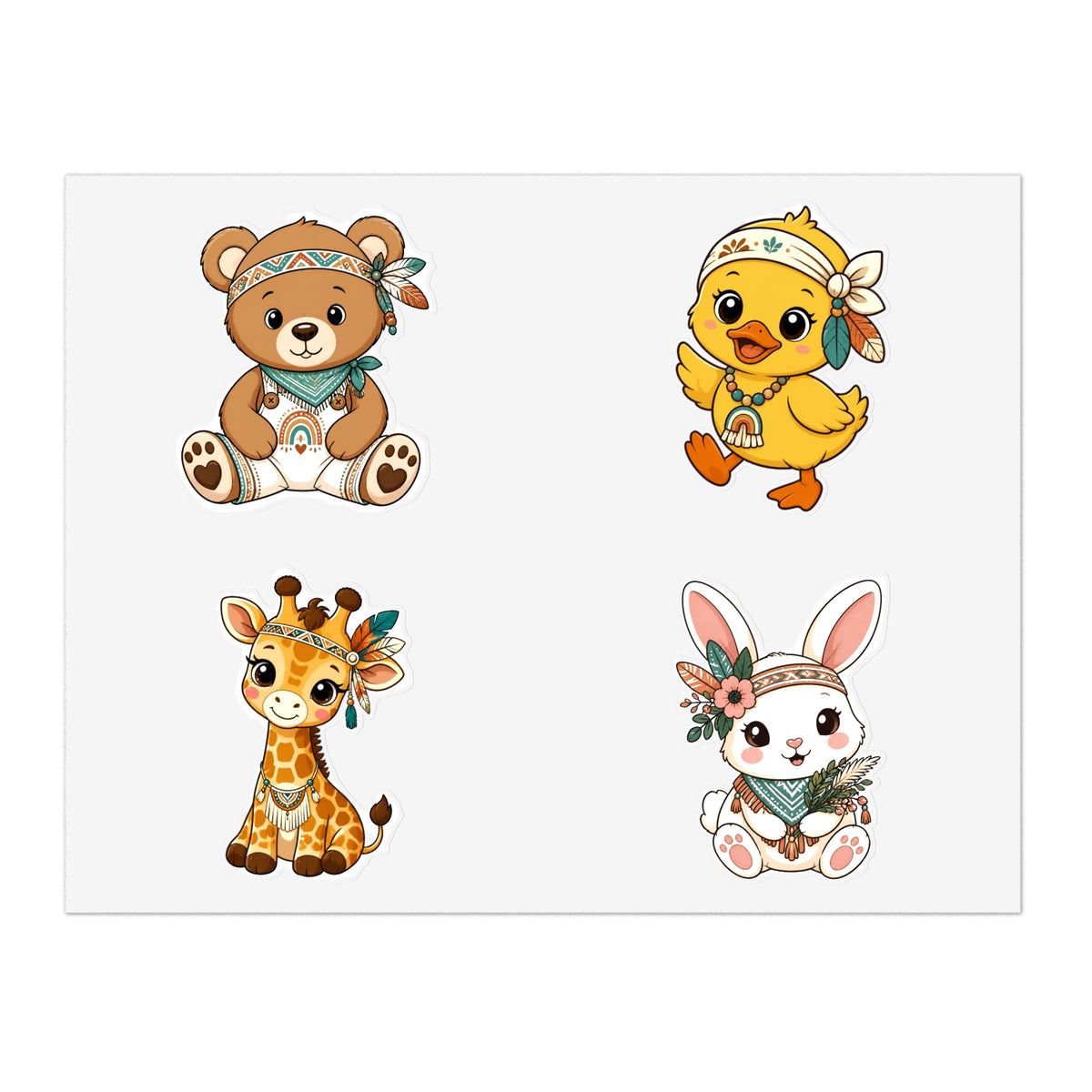 Cute Boho Animals Sticker Sheets