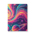 Cosmic Swirl Softcover Journal — Neon Galaxy Moon & Planets Notebook