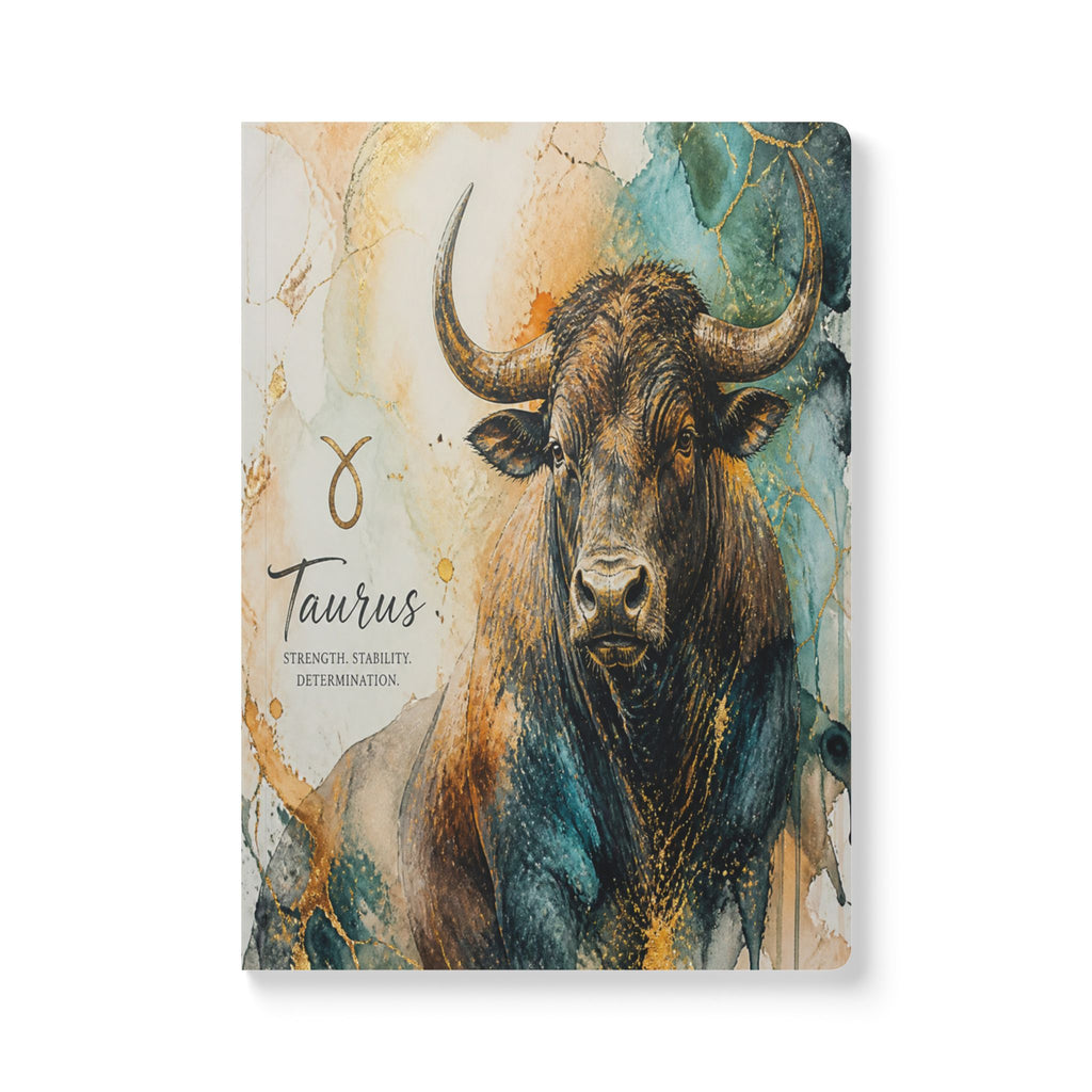 Taurus Bull Softcover Journal — Zodiac Notebook with Inspirational Traits