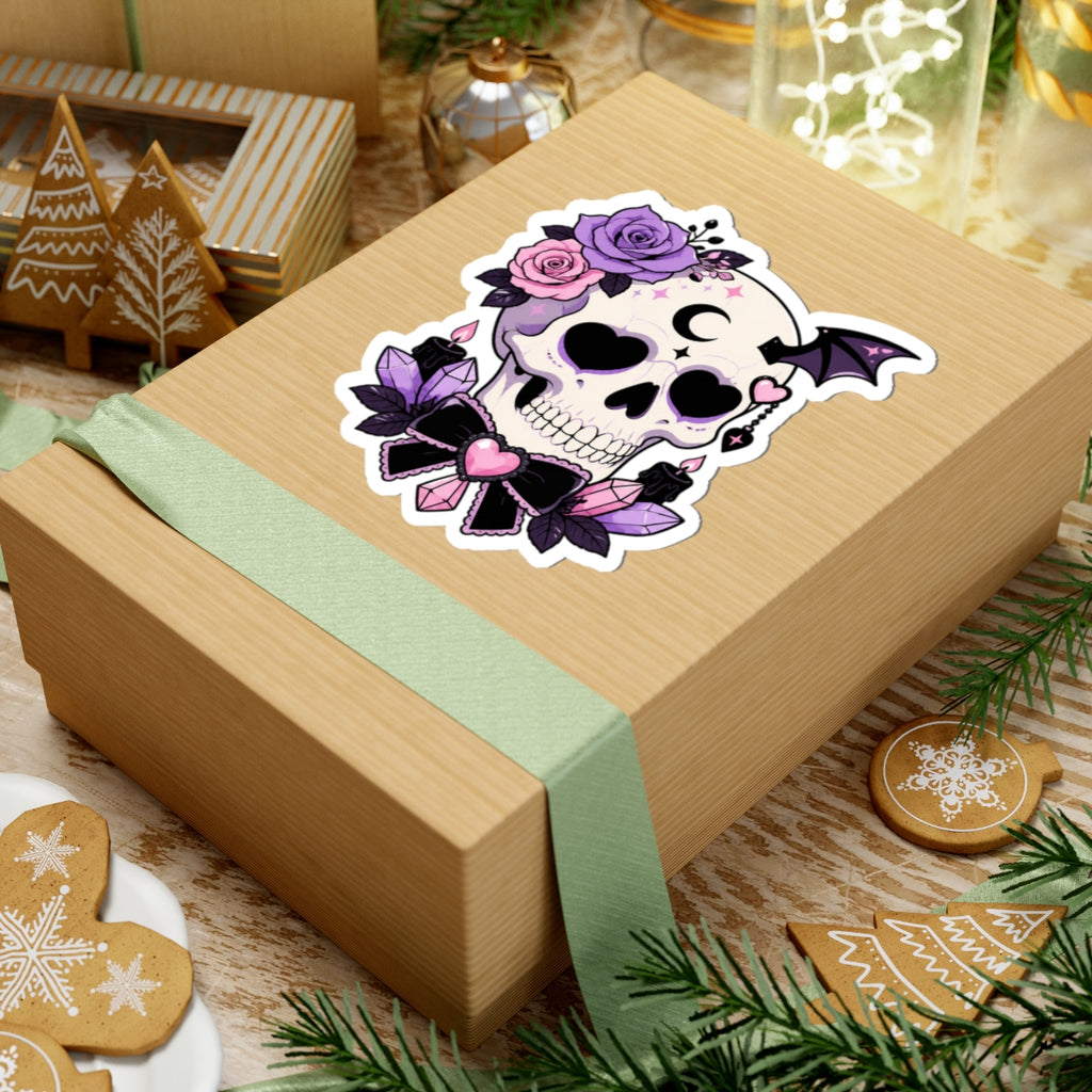 Pastel Gothic Sugar Skull Kiss-Cut Sticker