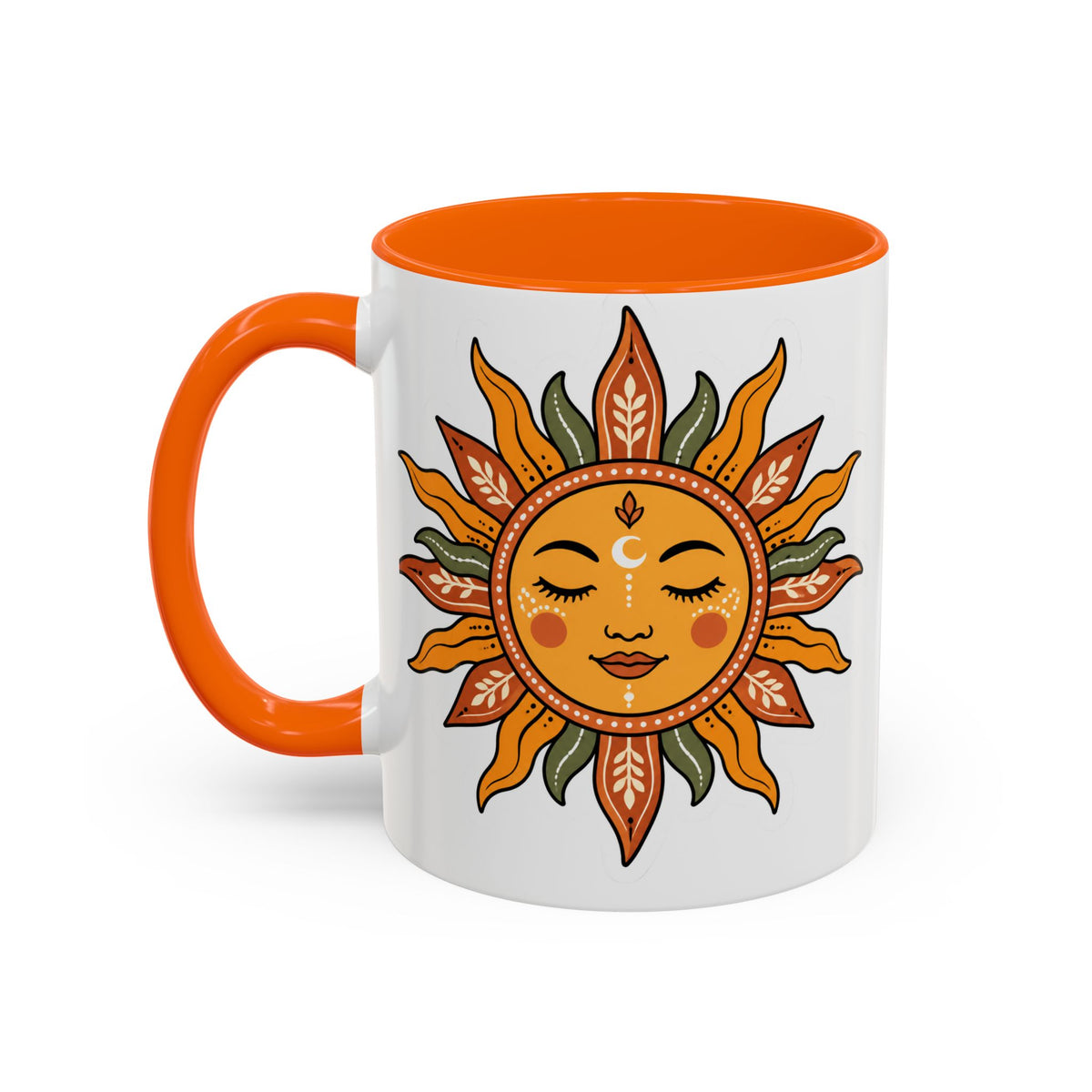 Sunface Accent Coffee Mug — Boho Sun Goddess Ceramic Mug (11/15oz)