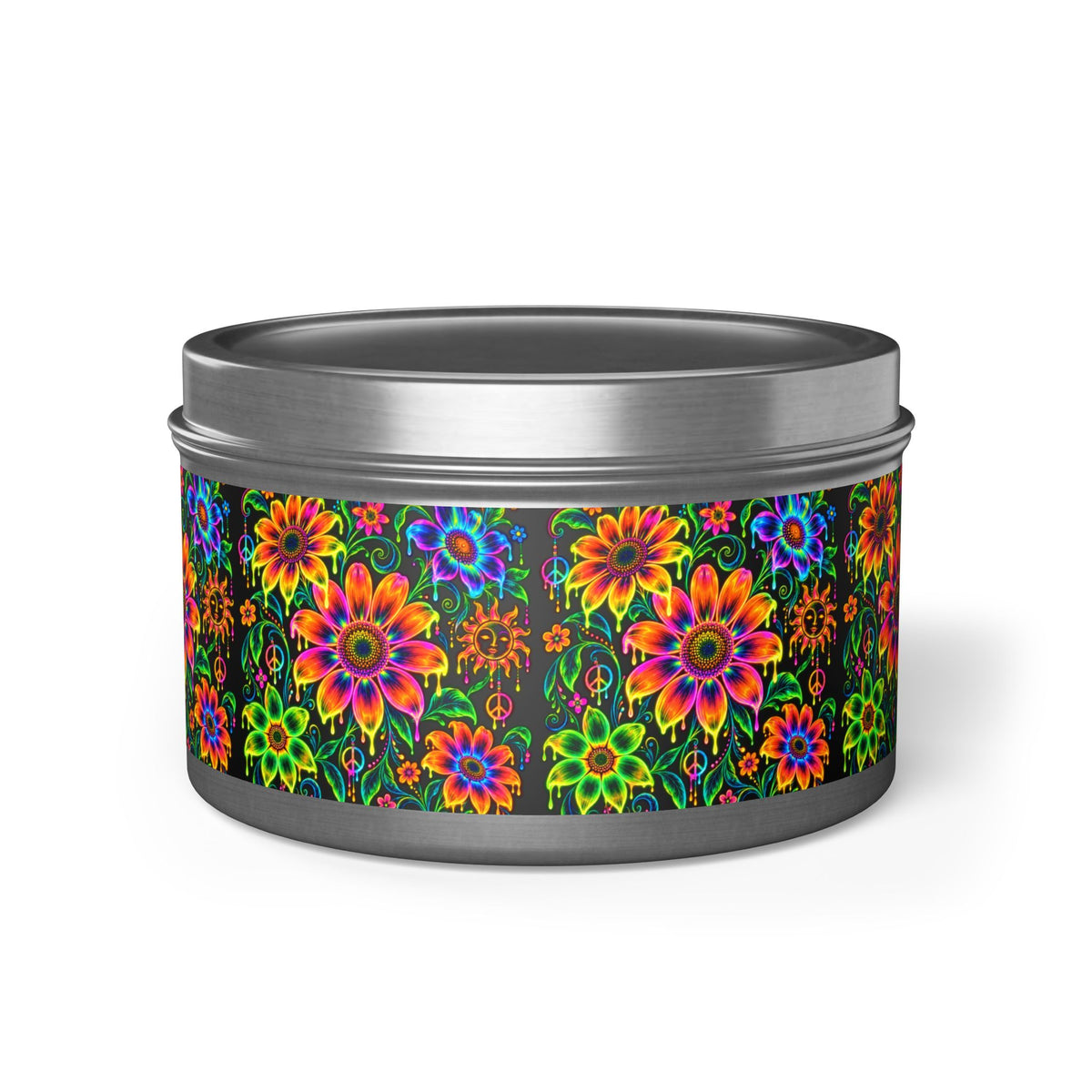 Colorful Floral Tin Candle