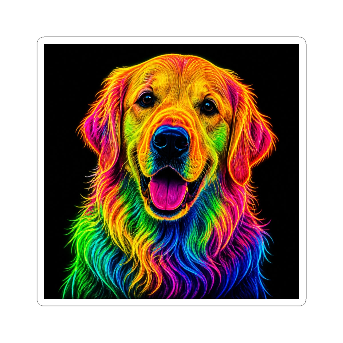 Rainbow Golden Retriever Kiss-Cut Sticker