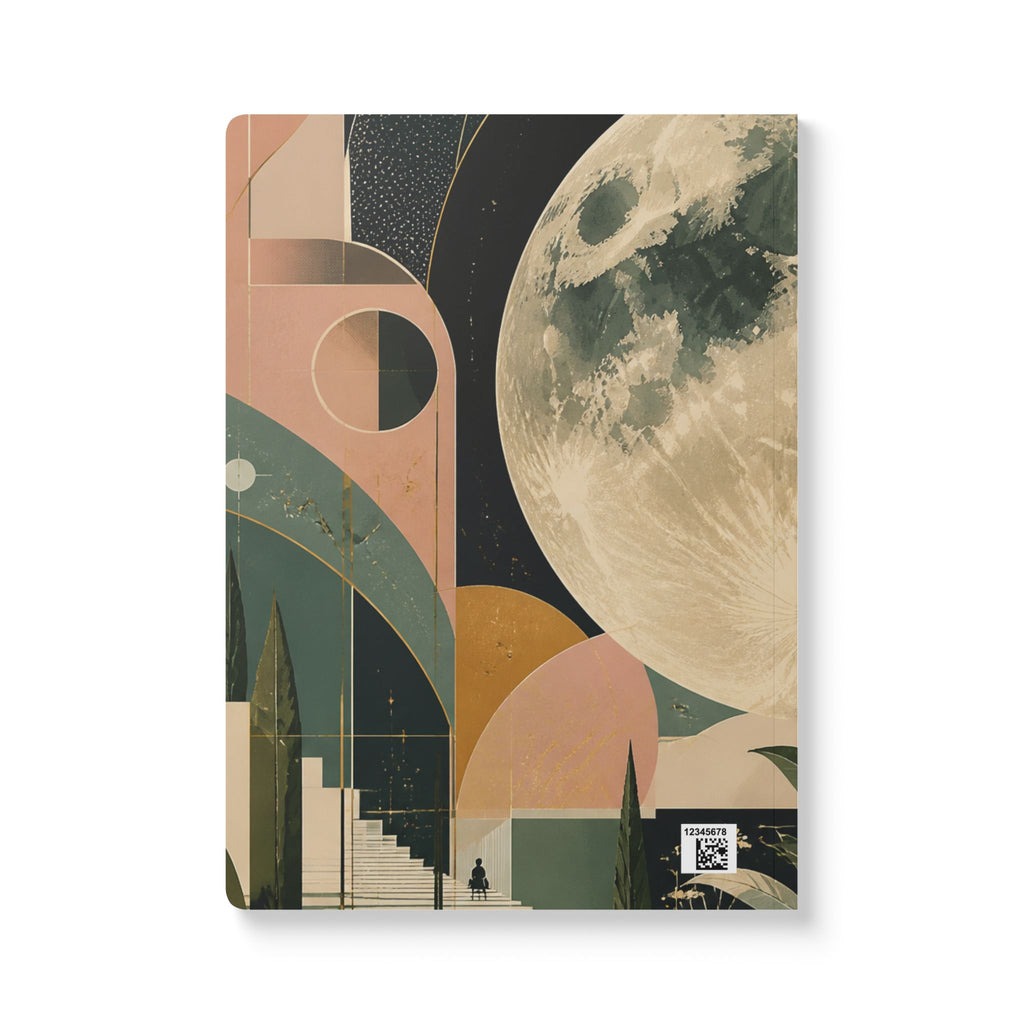 Moonlit Garden Softcover Journal — Floral Cosmic Notebook for Reflection & Dreams