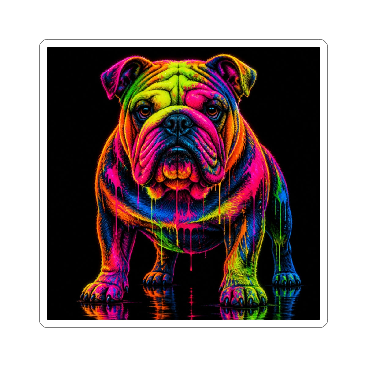 Neon Rainbow Bulldog Kiss-Cut Sticker