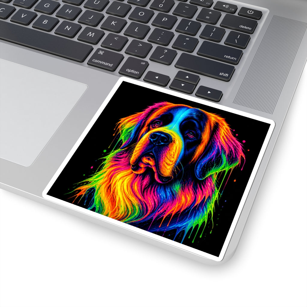Rainbow Saint Bernard Dog Kiss-Cut Sticker