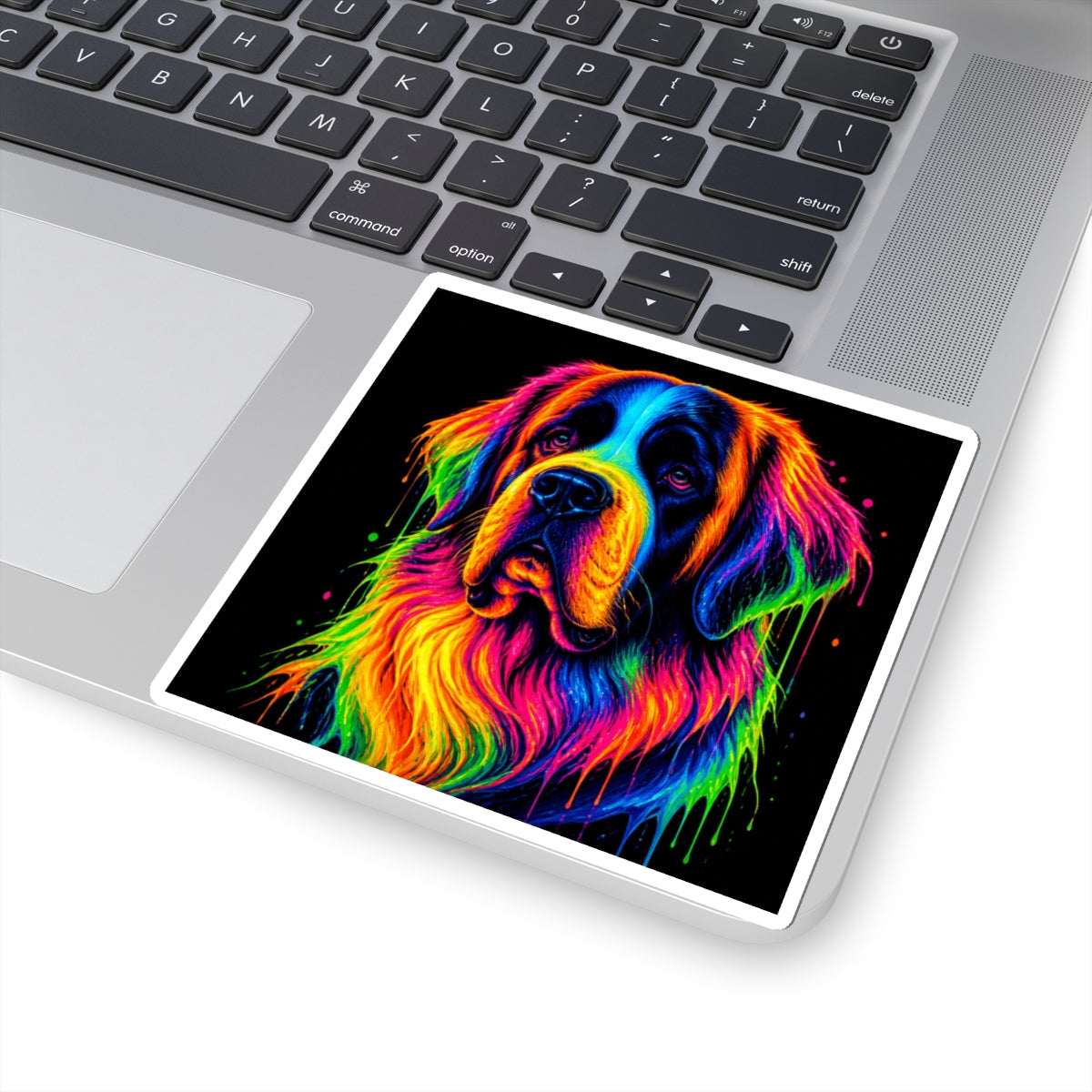 Rainbow Saint Bernard Dog Kiss-Cut Sticker