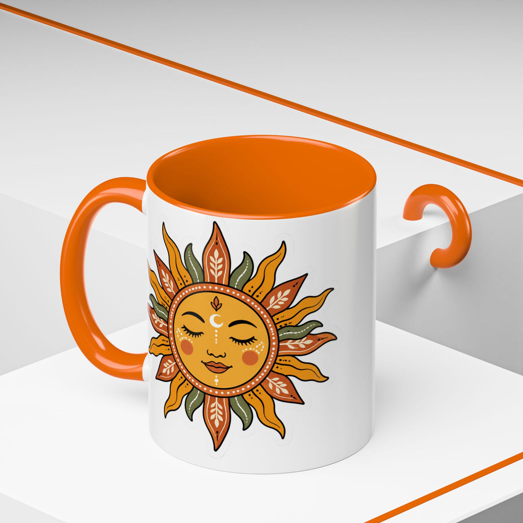 Sunface Accent Coffee Mug — Boho Sun Goddess Ceramic Mug (11/15oz)