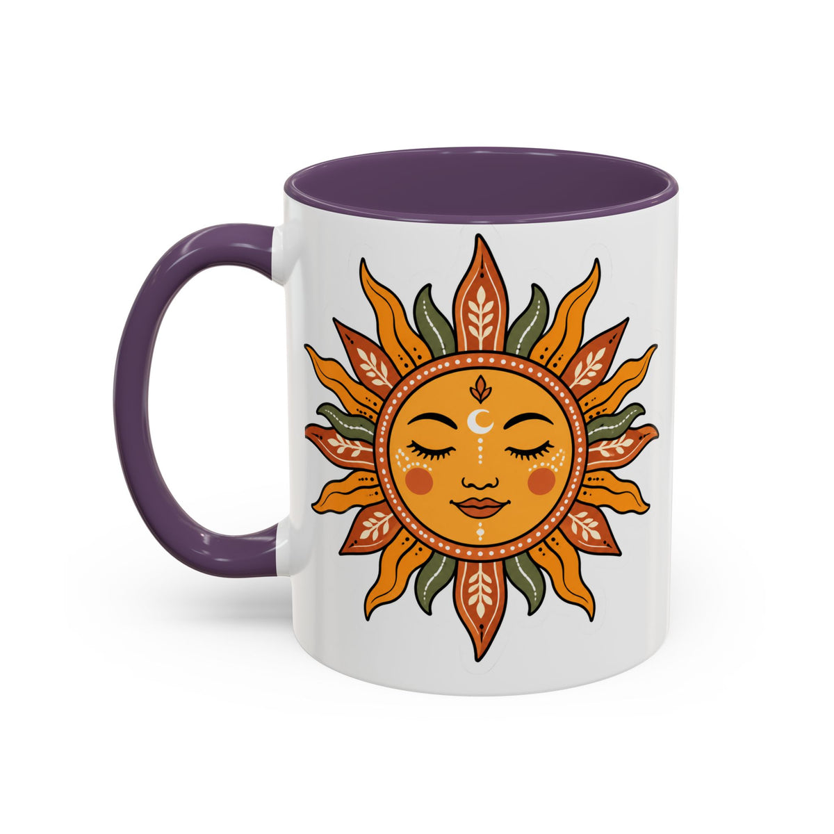 Sunface Accent Coffee Mug — Boho Sun Goddess Ceramic Mug (11/15oz)