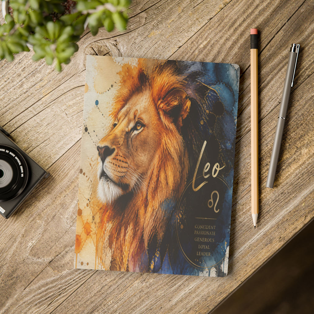 Leo Lion Softcover Journal — Zodiac Notebook with Inspirational Inside Prints