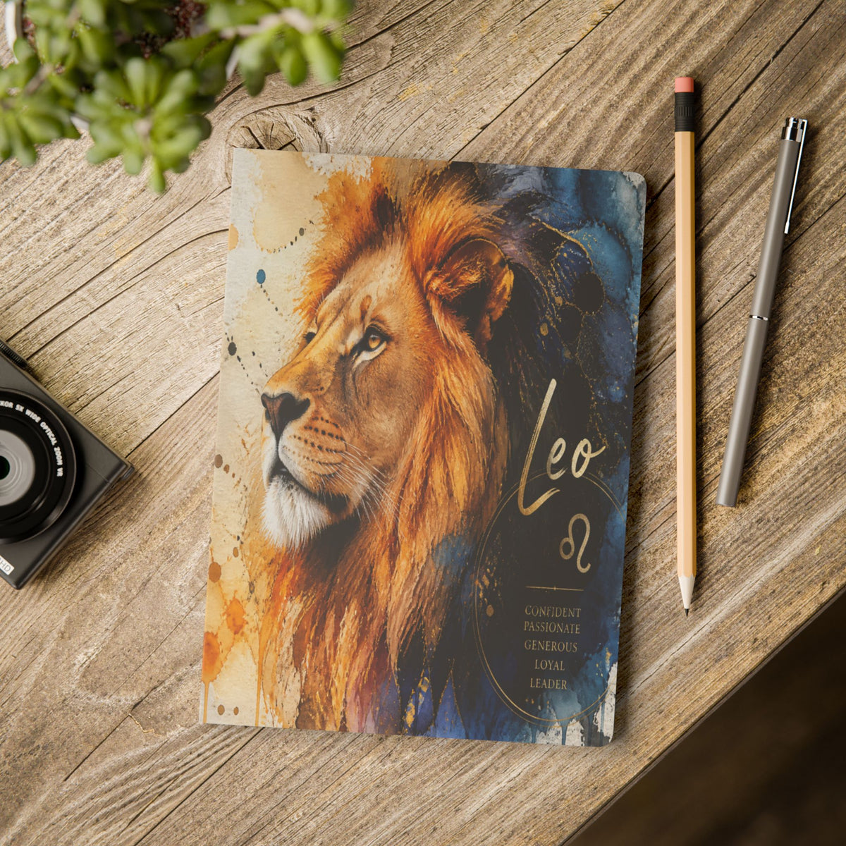 Leo Lion Softcover Journal — Zodiac Notebook with Inspirational Inside Prints