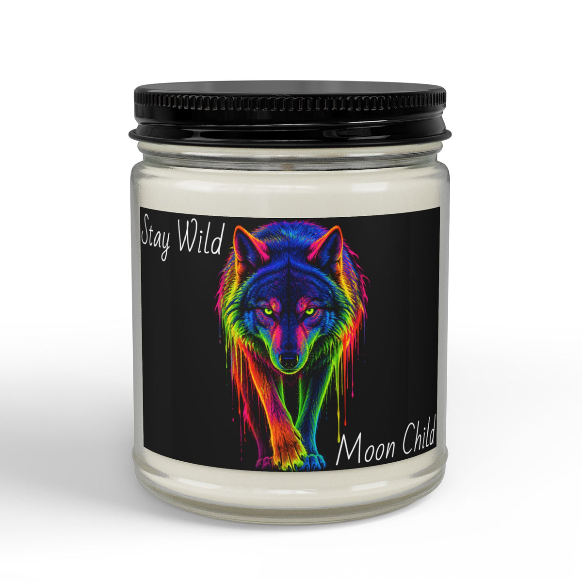 Stay Wild Moon Child Rainbow Wolf Soy Candle