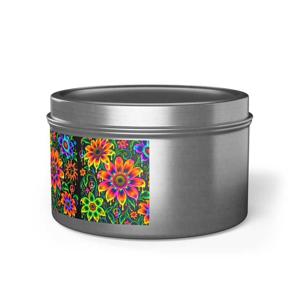 Colorful Floral Tin Candle