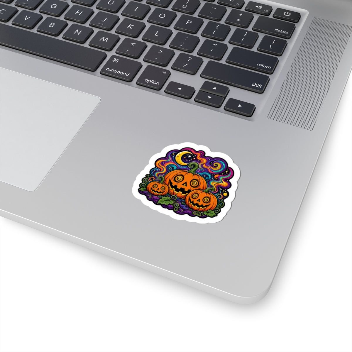 Psychedelic Jack-O’-Lantern Kiss-Cut Sticker – Halloween Pumpkin Trio