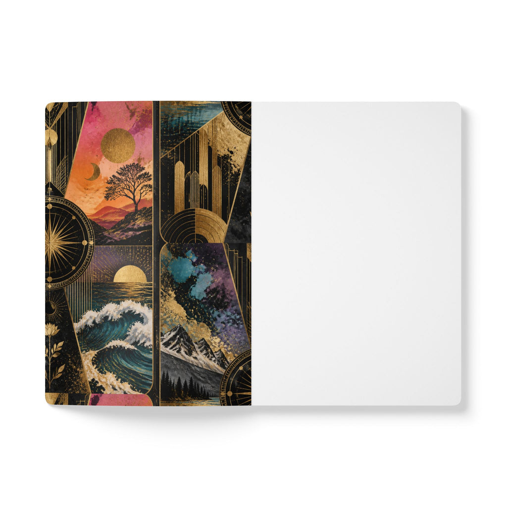 Fractured Gold Tarot Softcover Journal — Celestial Nature Art Notebook with Inside Prints