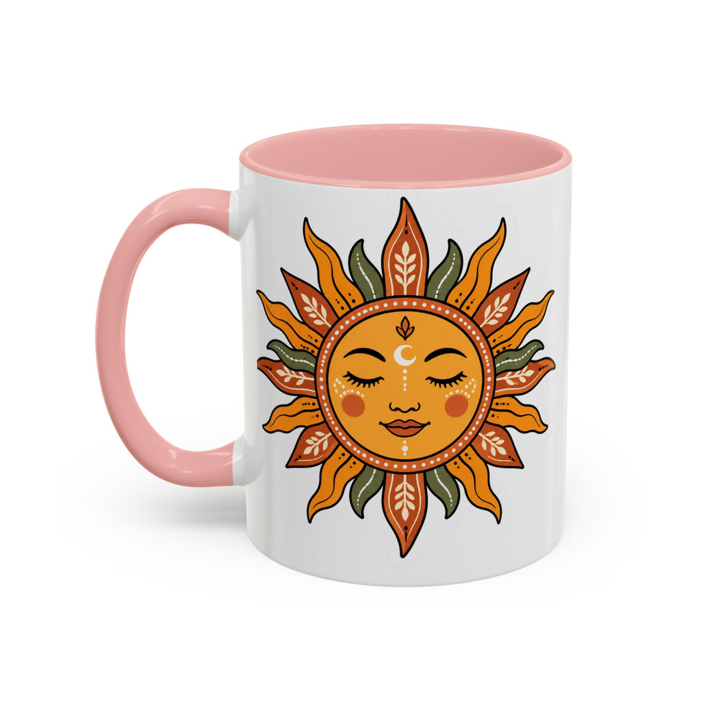 Sunface Accent Coffee Mug — Boho Sun Goddess Ceramic Mug (11/15oz)