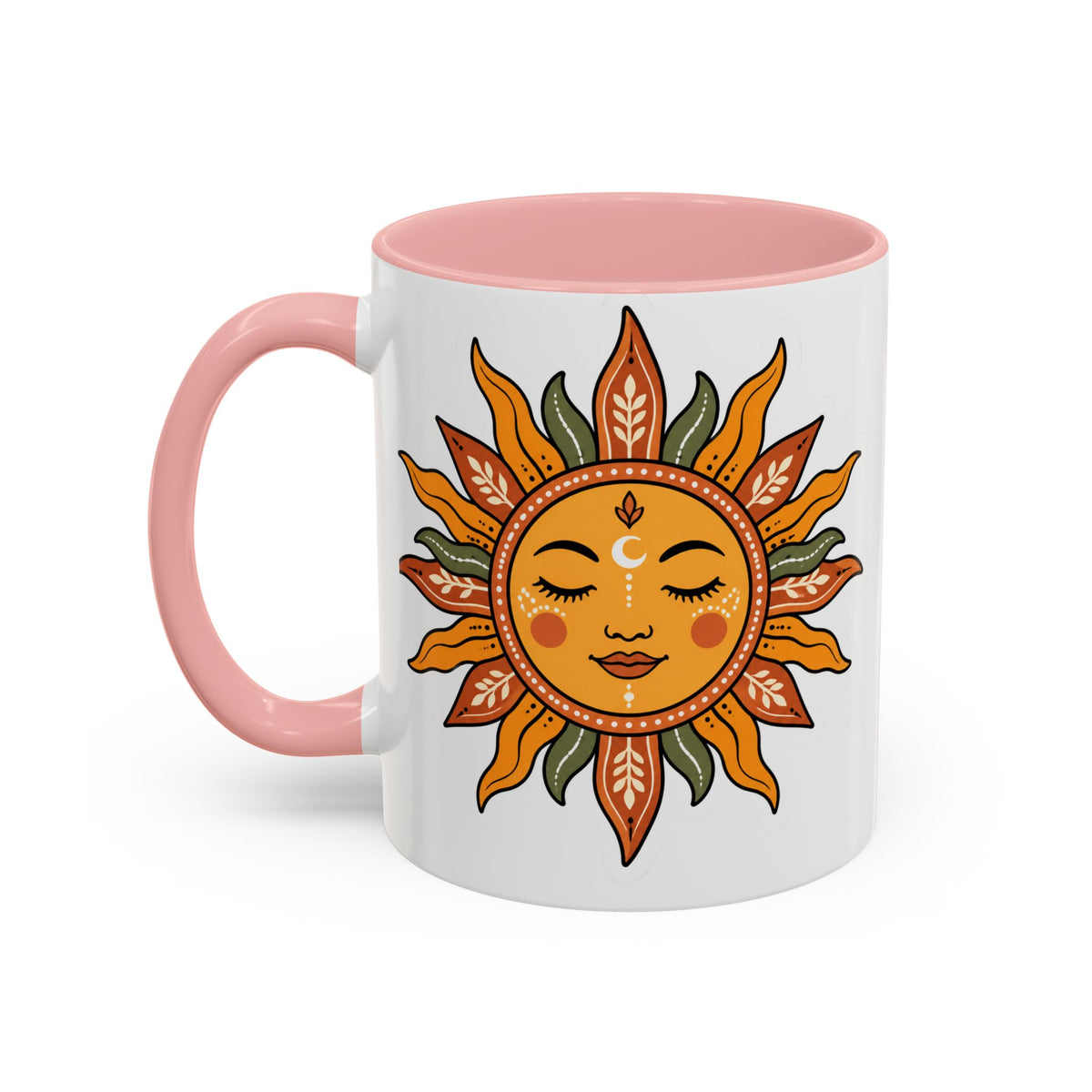 Sunface Accent Coffee Mug — Boho Sun Goddess Ceramic Mug (11/15oz)