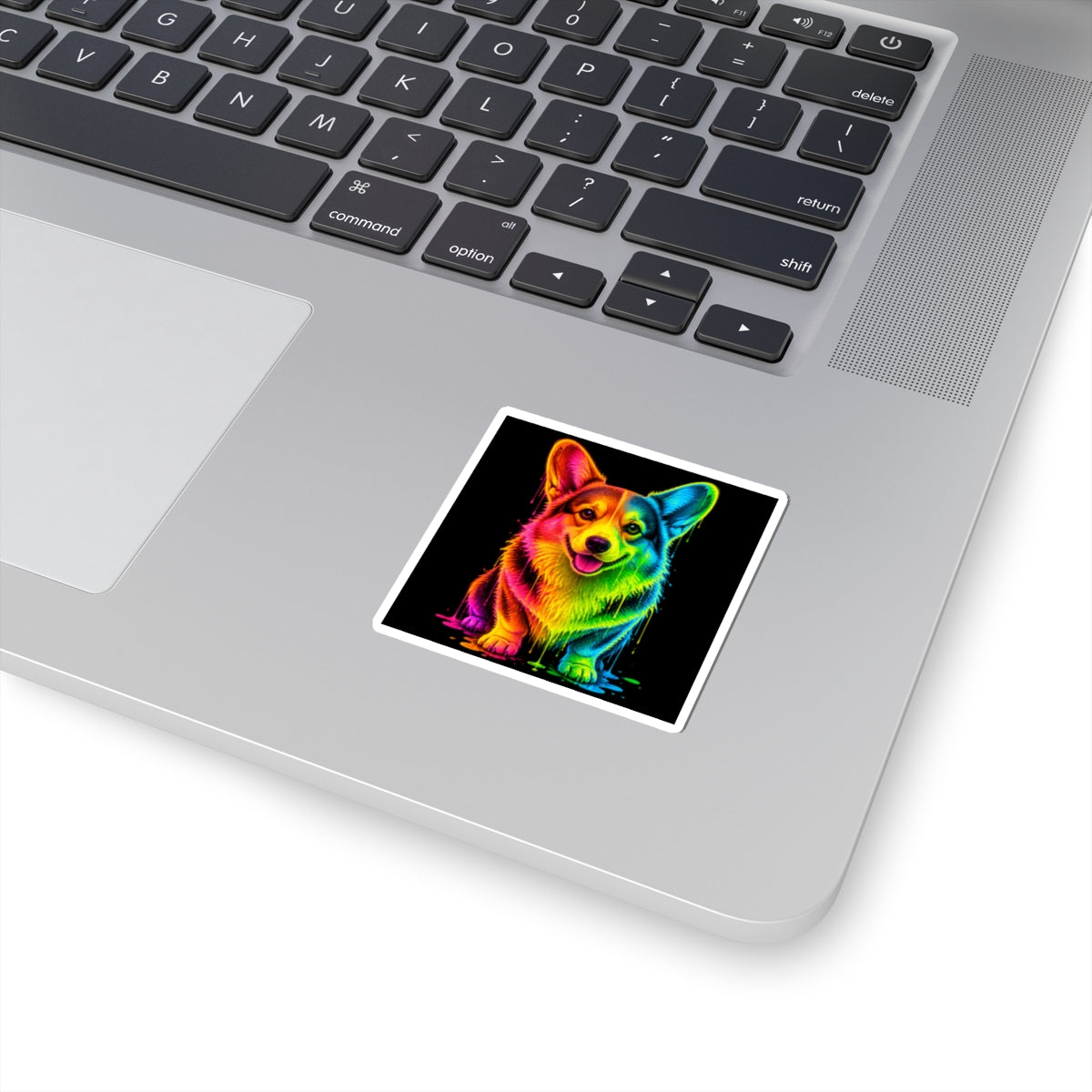 Rainbow Neon Corgi Kiss-Cut Sticker