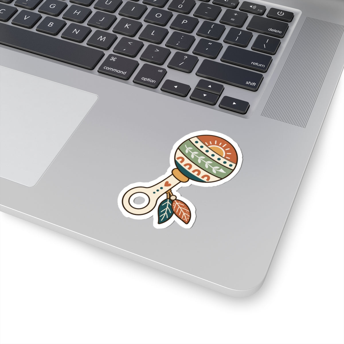 Boho Floral Rattle Kiss-Cut Sticker