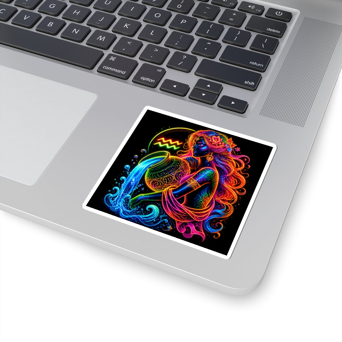 Neon Aquarius Water Bearer Kiss-Cut Sticker