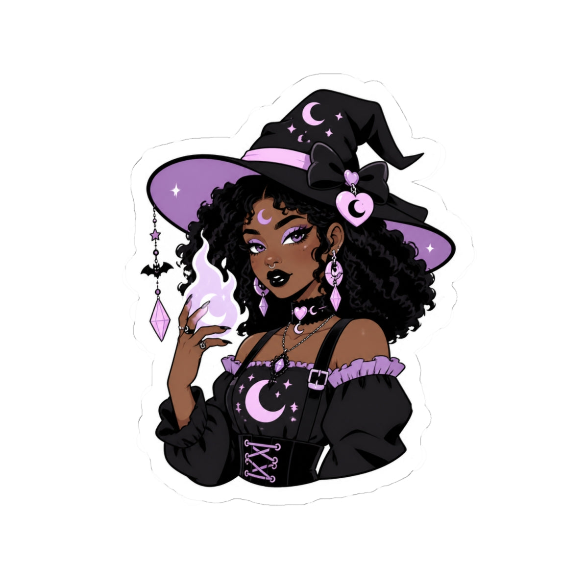 Black Witch Aesthetic Kiss-Cut Sticker