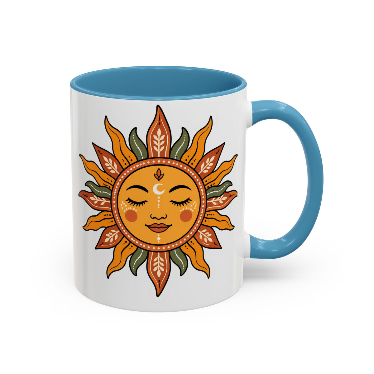 Sunface Accent Coffee Mug — Boho Sun Goddess Ceramic Mug (11/15oz)