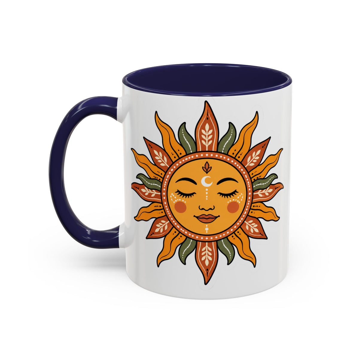Sunface Accent Coffee Mug — Boho Sun Goddess Ceramic Mug (11/15oz)