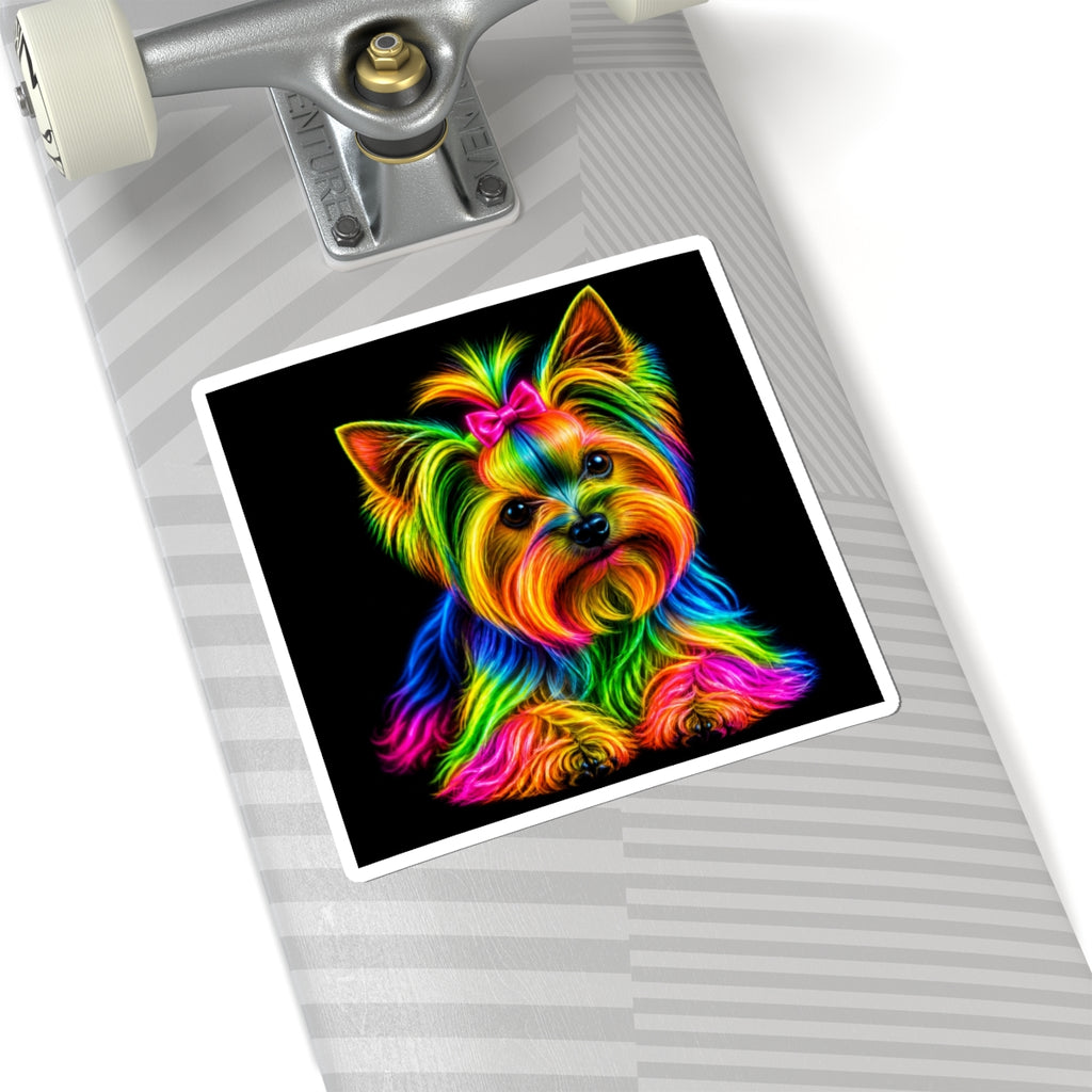Rainbow Yorkie Kiss-Cut Sticker