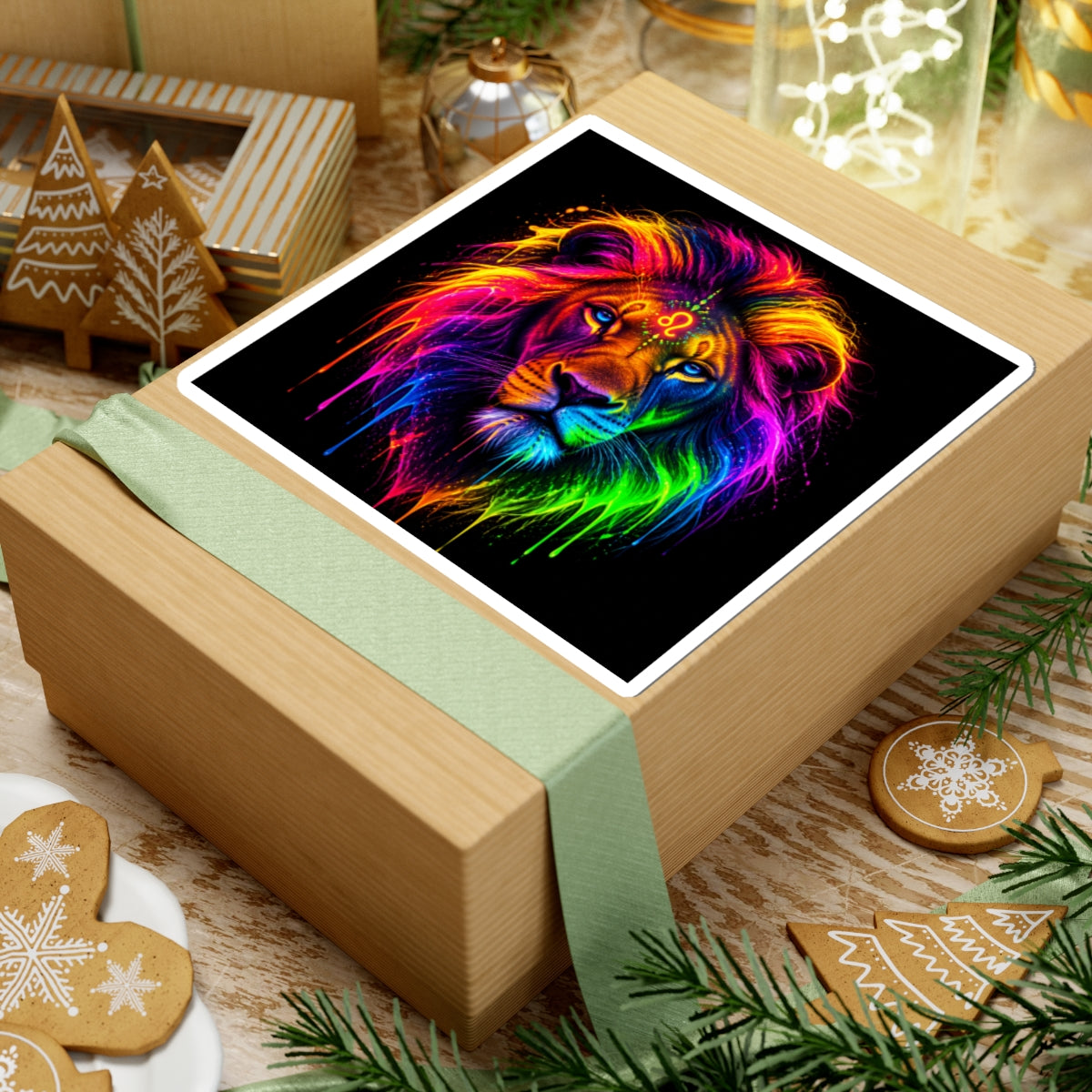 Rainbow Leo Lion Kiss-Cut Sticker
