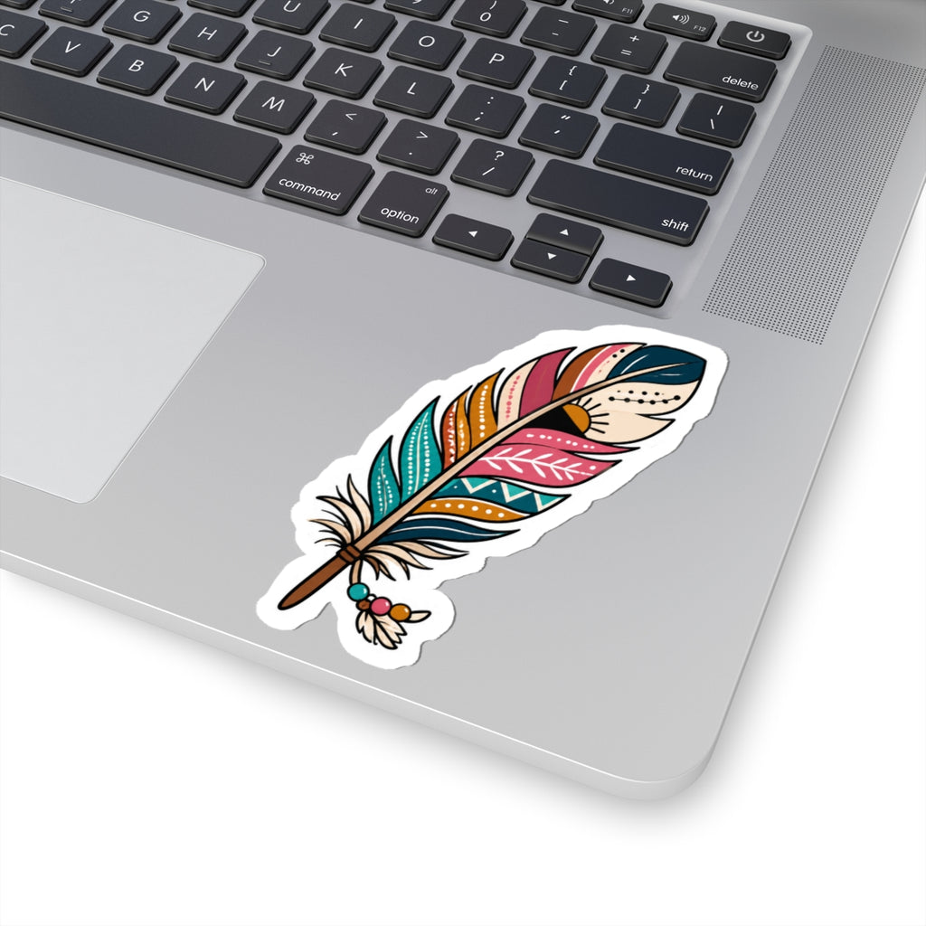 Colorful Boho Feather Kiss-Cut Sticker