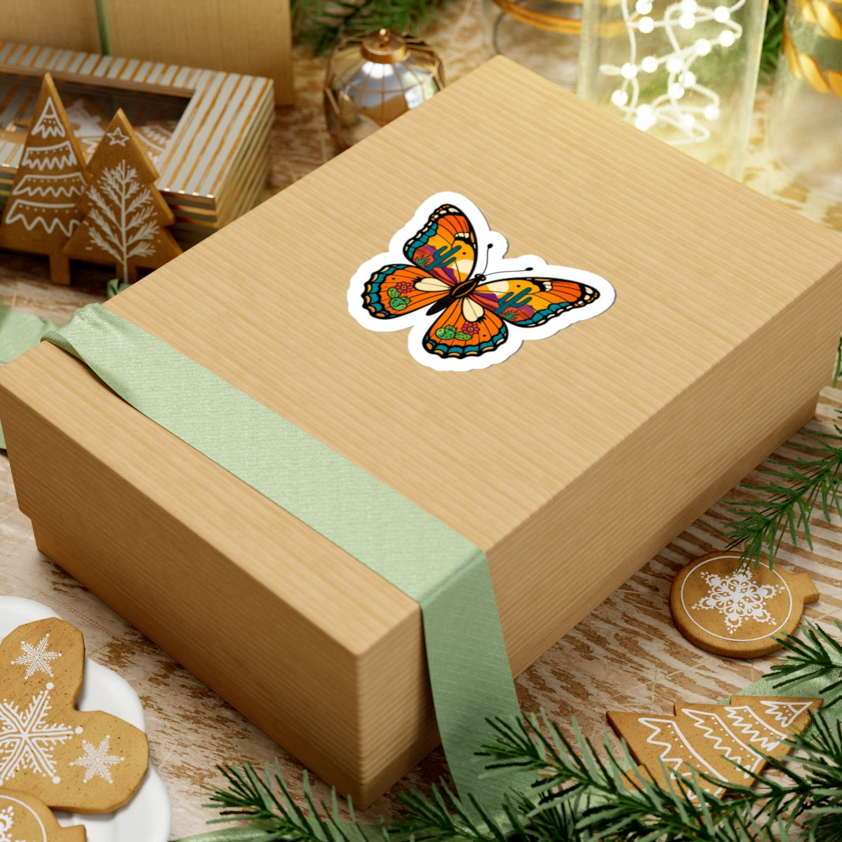 Colorful Desert Butterfly Kiss-Cut Sticker