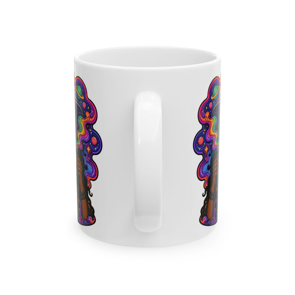 Witchy Boho Ceramic Mug — Colorful Mystic Witch Illustration (11oz, 15oz)