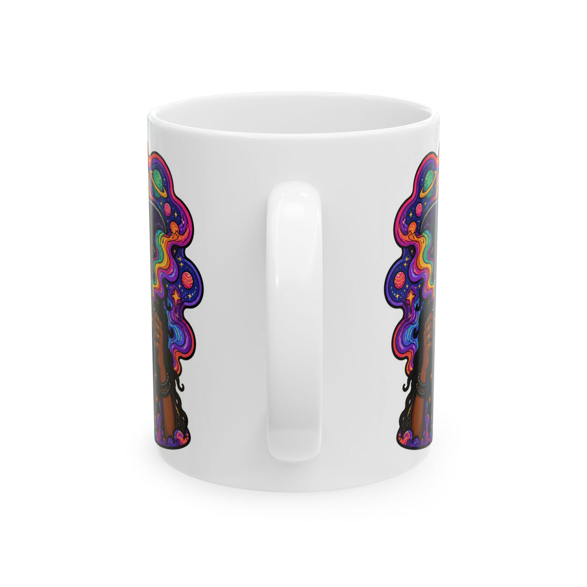 Witchy Boho Ceramic Mug — Colorful Mystic Witch Illustration (11oz, 15oz)