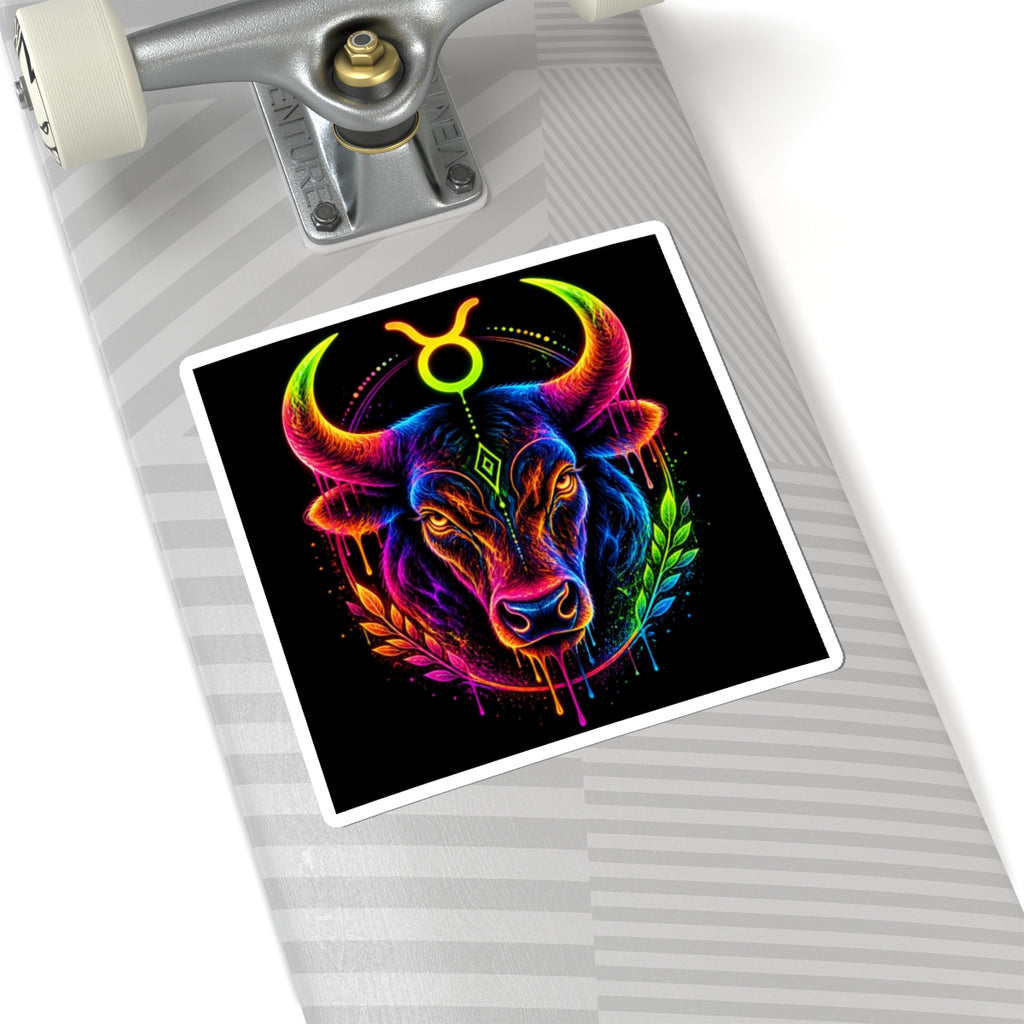 Neon Taurus Bull Kiss-Cut Sticker