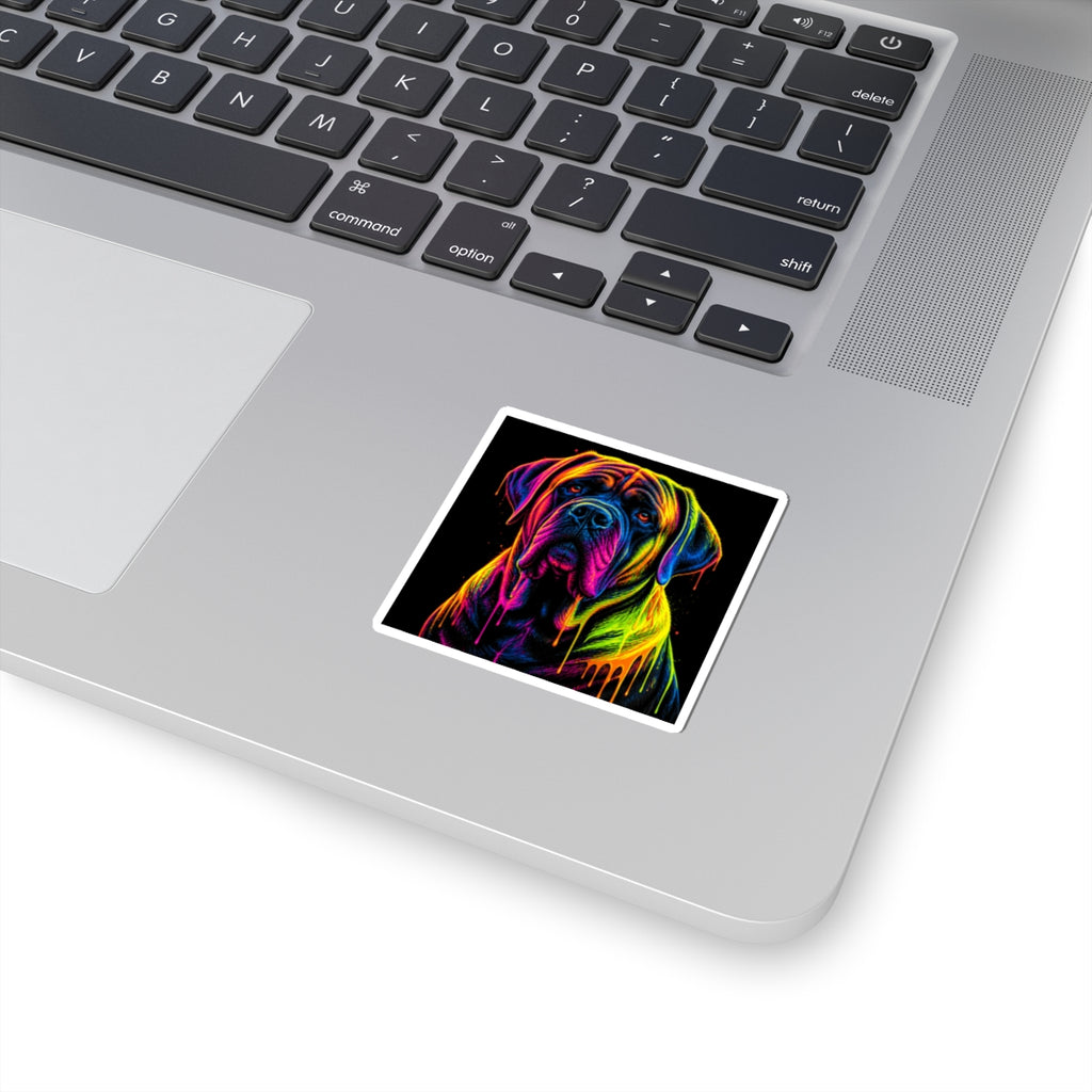 Neon Rainbow Mastiff Dog Kiss-Cut Sticker