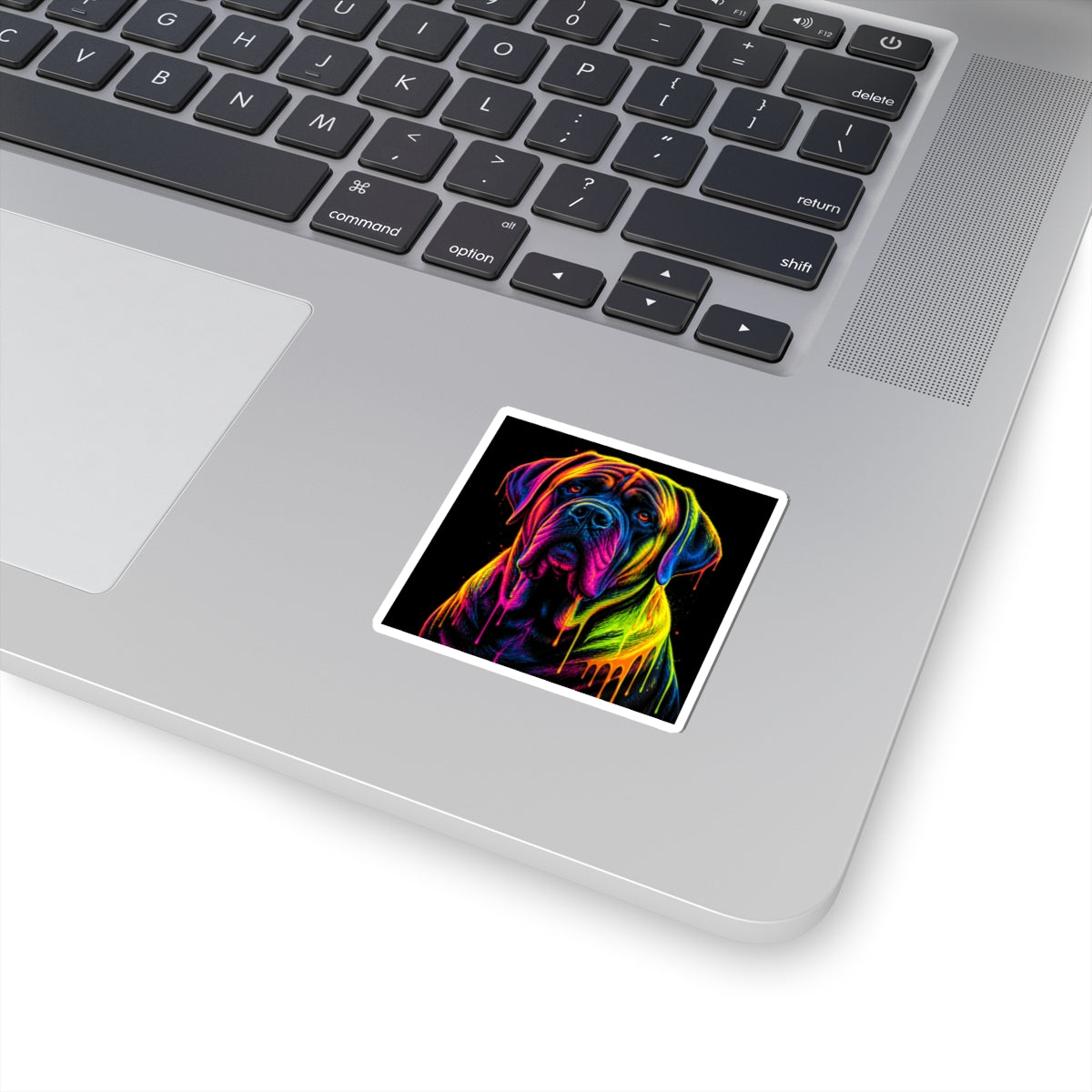 Neon Rainbow Mastiff Dog Kiss-Cut Sticker