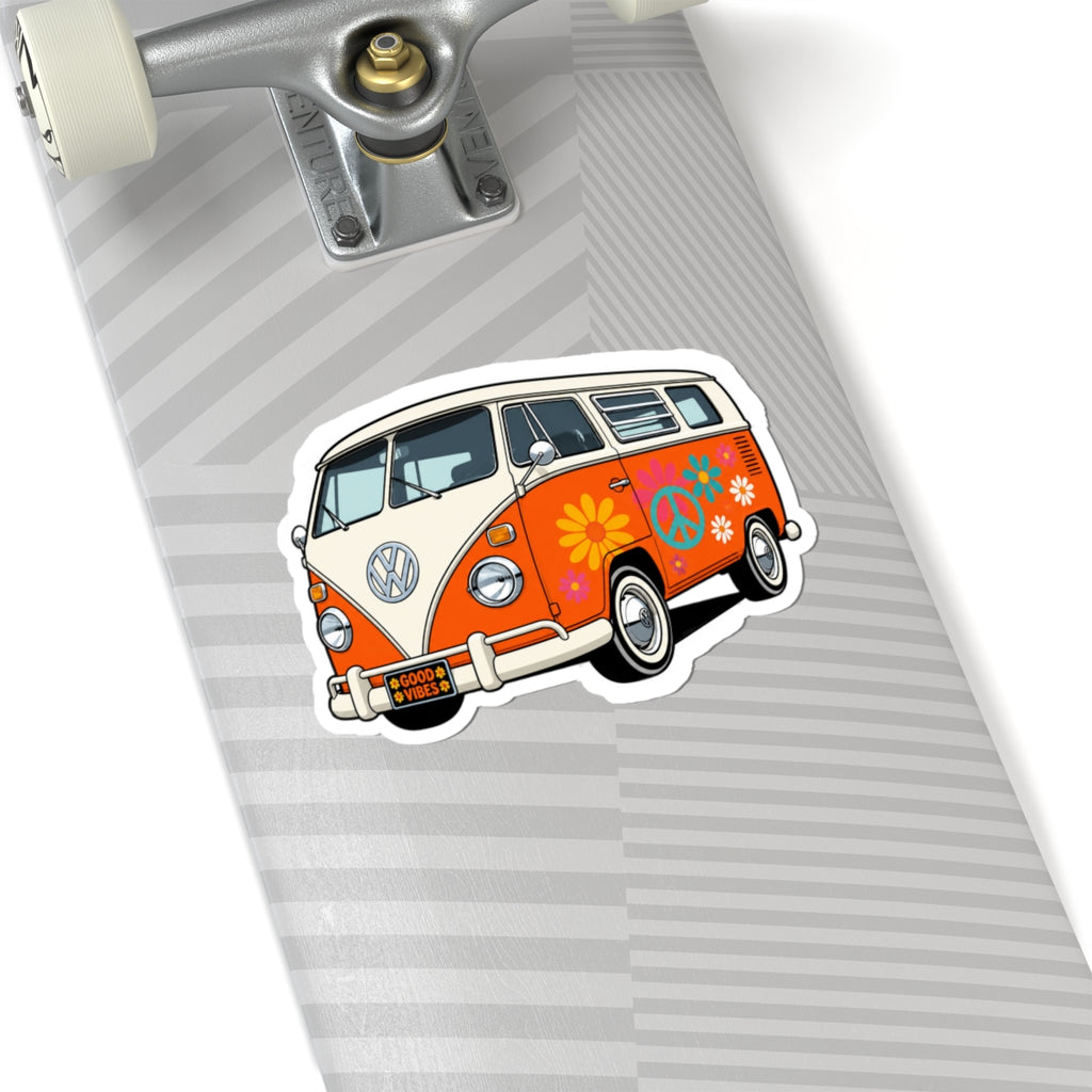 Vintage Hippie Camper Van Kiss-Cut Sticker