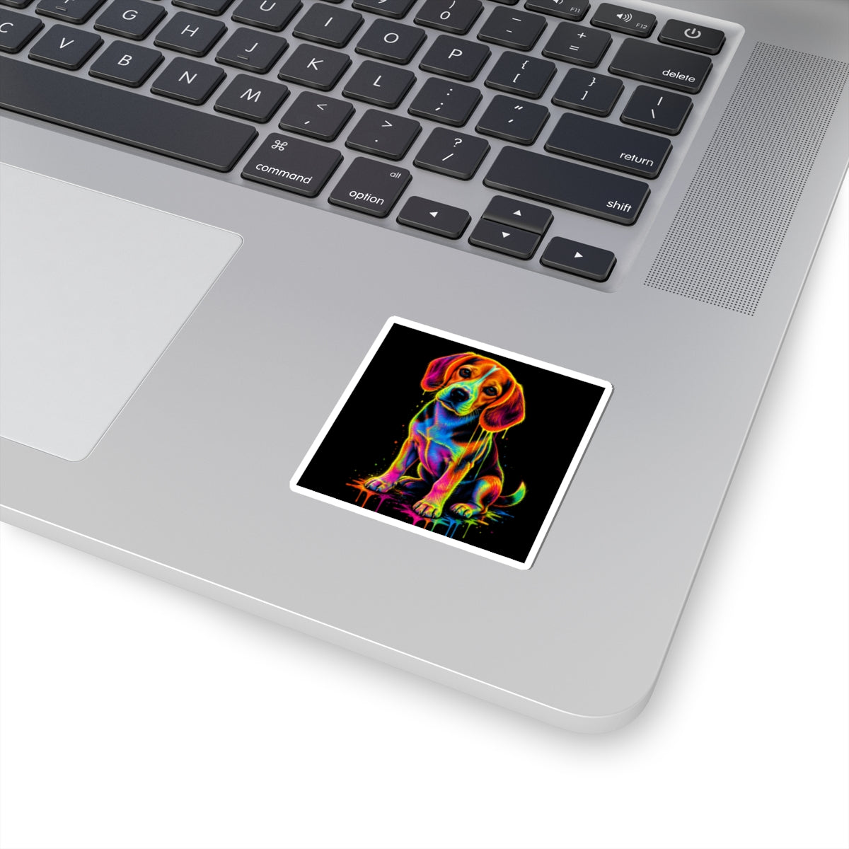 Neon Rainbow Beagle Puppy Kiss-Cut Sticker
