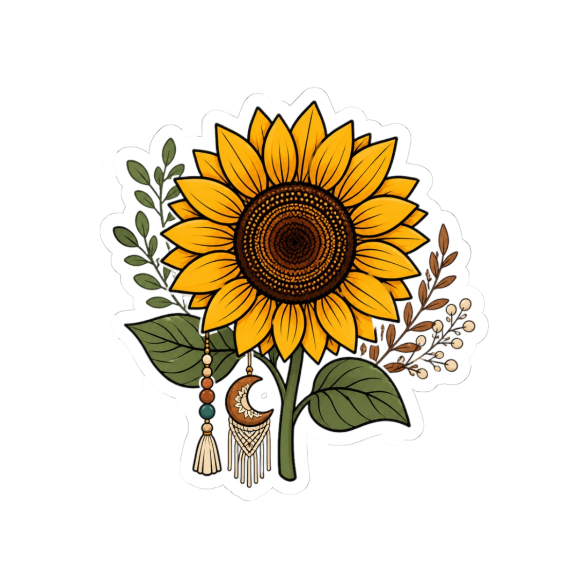 Boho Sunflower Kiss-Cut Sticker