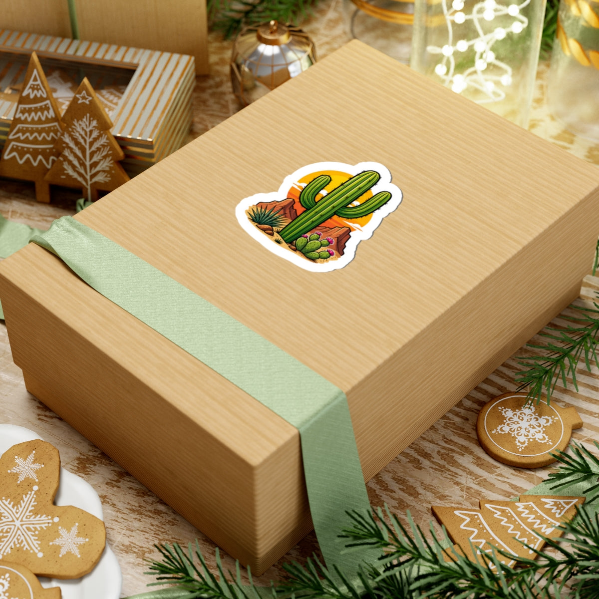 Desert Cactus Sunset Kiss-Cut Sticker