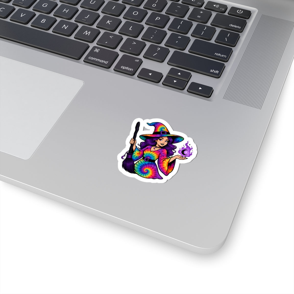 Tie-Dye Witch Sticker — Colorful Cute Halloween & Boho Laptop Decal