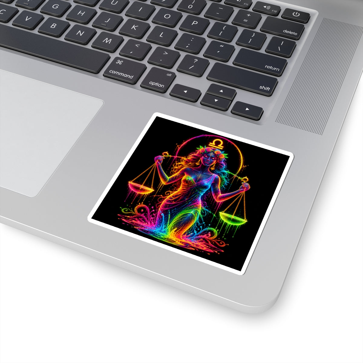 Neon Libra Goddess Kiss-Cut Sticker