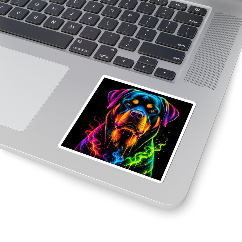 Neon Rottweiler Rainbow Dog Kiss-Cut Sticker