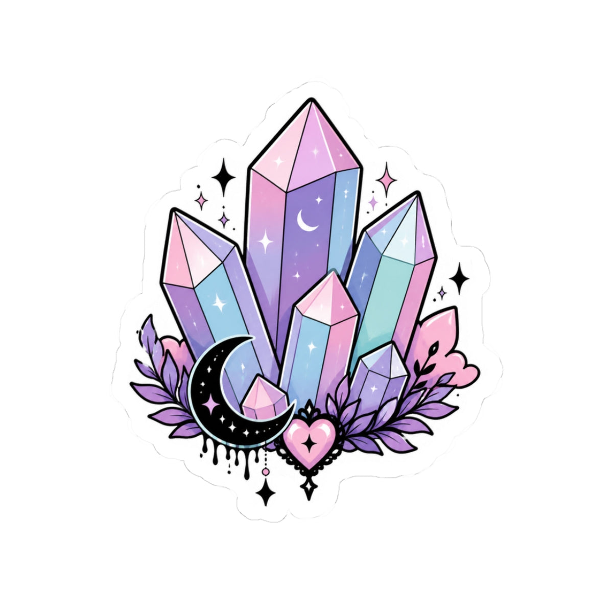 Mystical Crystal Moon Kiss-Cut Sticker