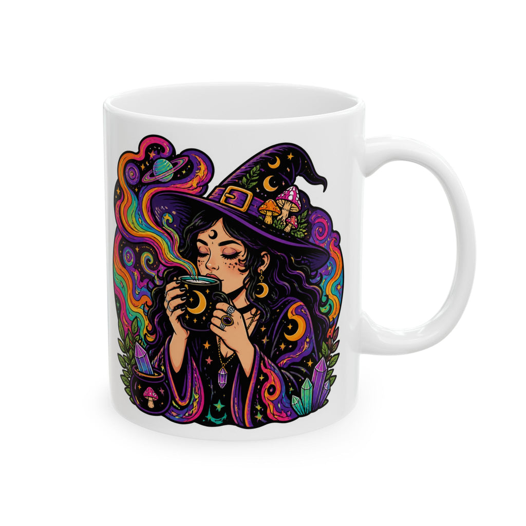 Psychedelic Witch Ceramic Mug – Colorful Magic Coffee Cup (11oz & 15oz)