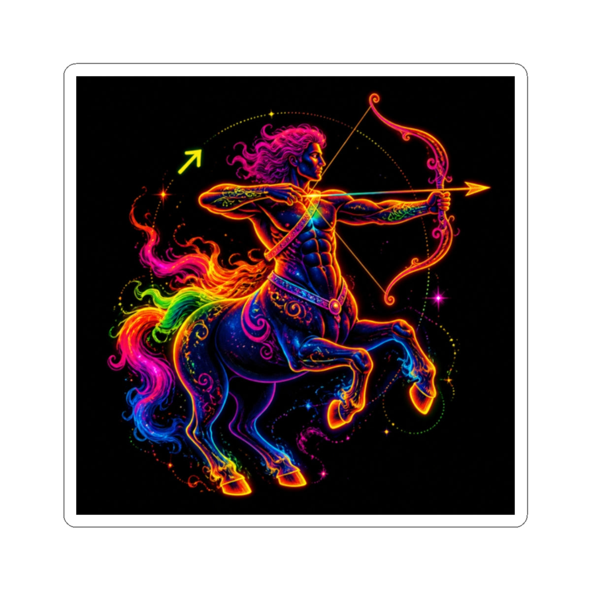 Neon Sagittarius Archer Kiss-Cut Sticker