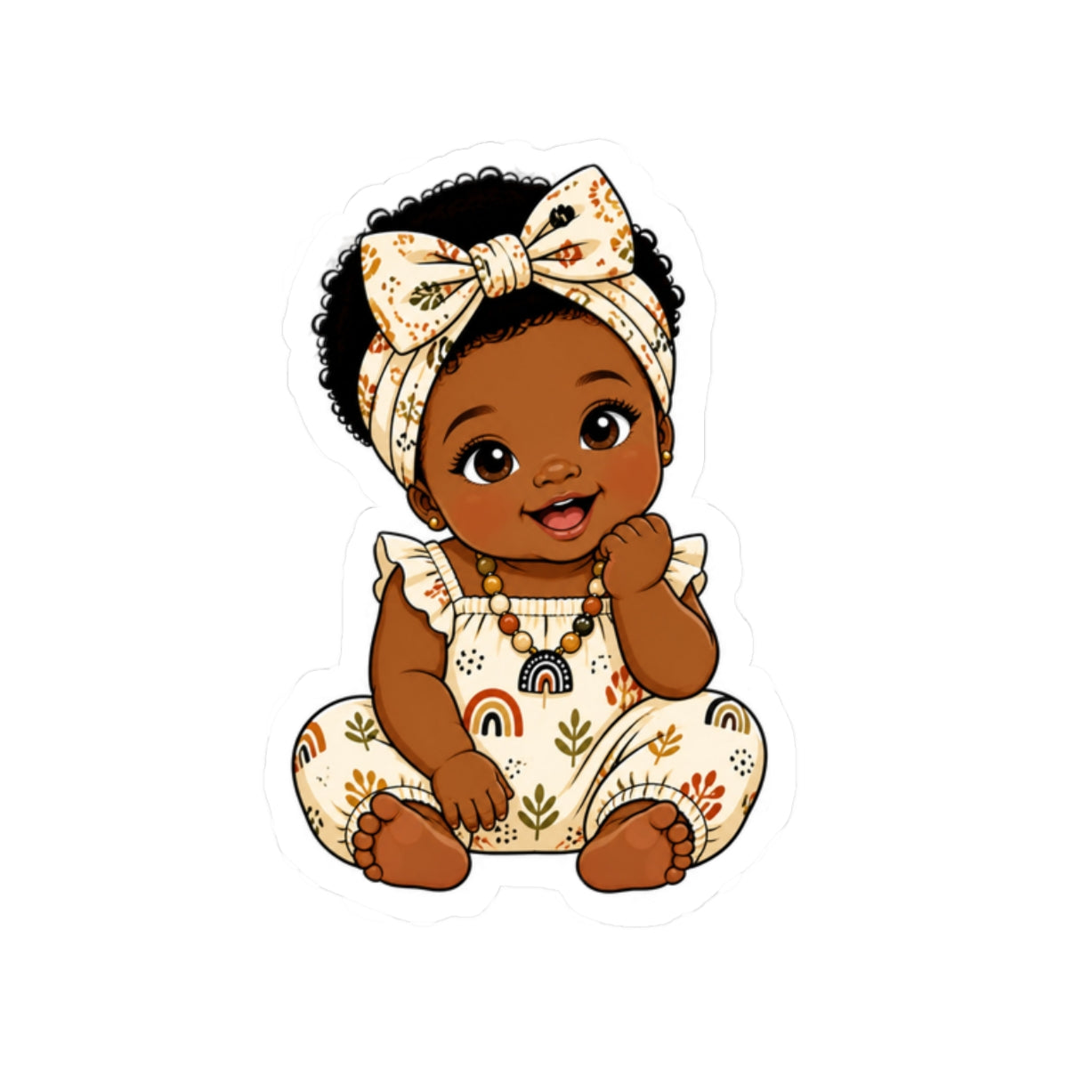 Adorable Black Baby Girl Kiss-Cut Sticker