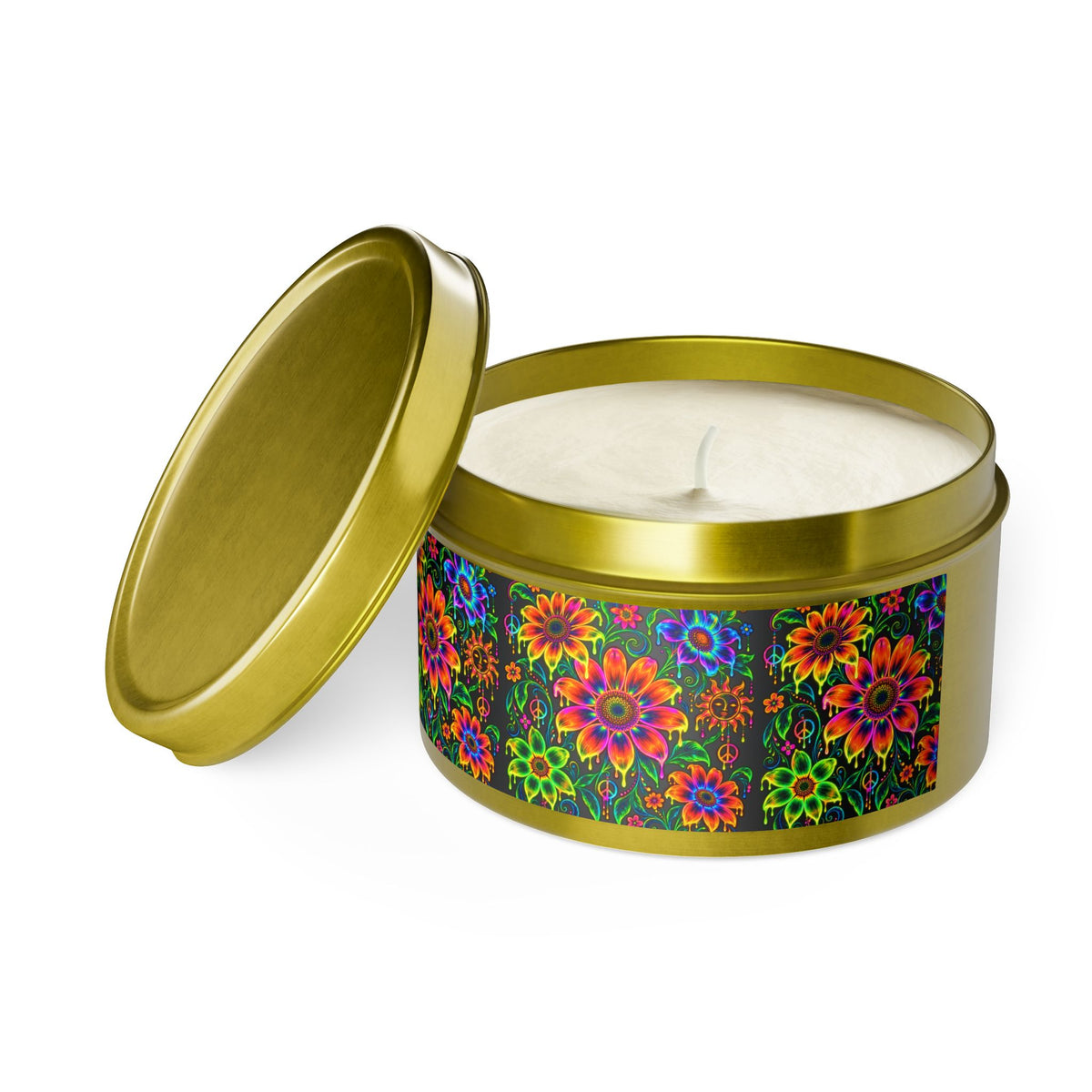 Colorful Floral Tin Candle